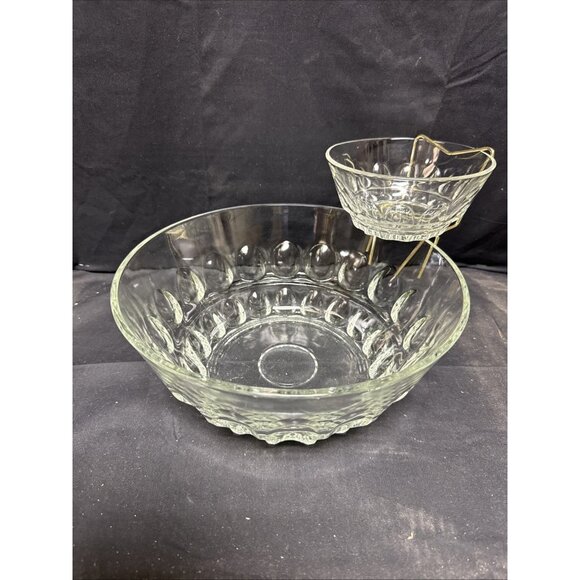 Hazelware Reflections MCM Clear Glass 3-Piece Chip & Dip Bowl Set Original Box - Picture 7 of 9